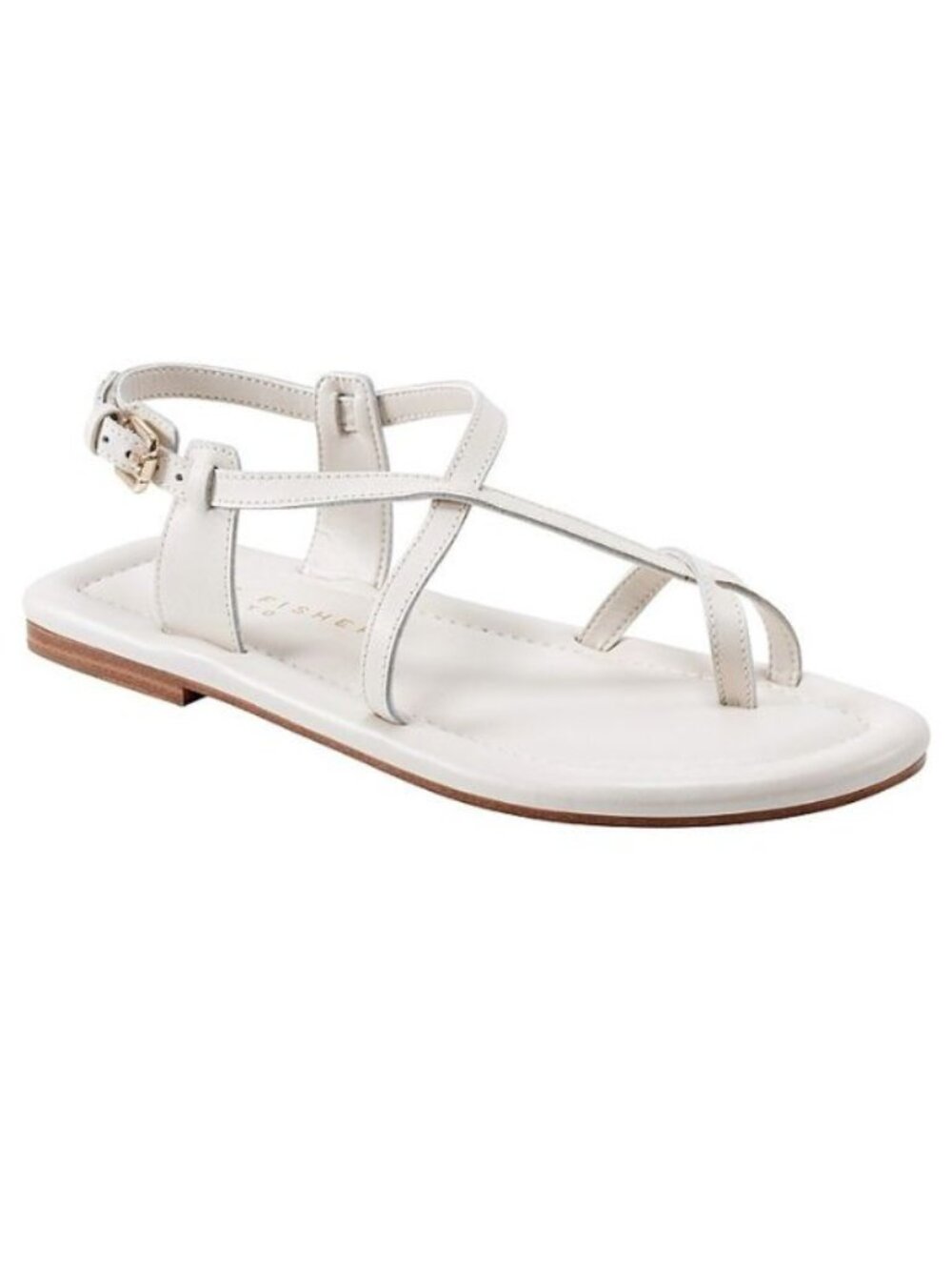 120$ Marc Fisher Gerty Strappy Leather Toe-Ring Sandals Size 10 US Chic Cream